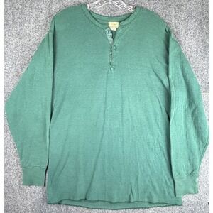 L.L. BEAN Shirt Mens XLT Two Layer River Drivers Henley Wool Blend Green USA VTG
